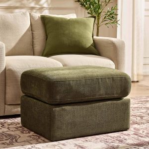 Small Seville Compact Pouffe - Chenille Olive