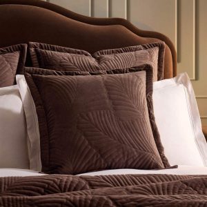 Valletta Leaf Matelasse Cushion Cover - Chocolate