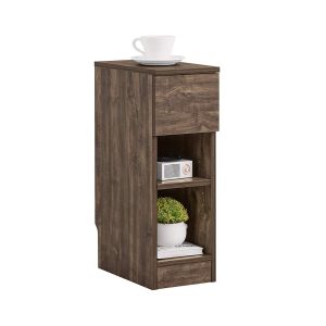 SoBuy FBT111-SN Slim Bedside Table Bedside Cabinet Narrow Side Table Nightstand with Drawer and 2 Shelves for Bedroom Living Room Brown W20 x D35 x H60cm