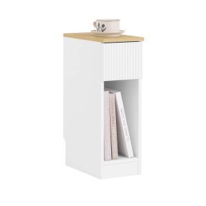 SoBuy FBT111-W Slim Bedside Table Bedside Cabinet Narrow Side Table Nightstand with Drawer and Shelf for Bedroom Living Room Brown W20 x D35 x H60cm
