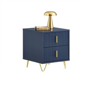 SoBuy FBT115-B, Bedside Table, Bedside Cabinet, Nightstand with 2 Drawers, Side Table for Bedroom Living Room, Blue W40 x D40 x H47cm