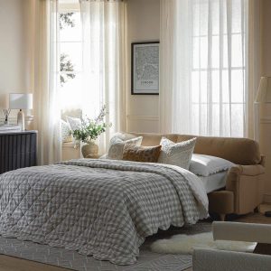Daphnis Camel Velvet Sofa Bed, Large 3-Seater