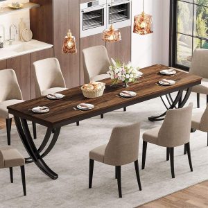 78.74“ Rectangular Dining Table for 6-8, Large Wooden Farmhouse Table