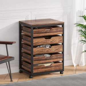 5/7 Drawer Chest, Industrial Rolling File Cabinet for Home Office, Bedroom, Craft Room