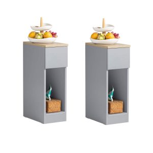 SoBuy FBT111-HGx2, Set of 2 Bedside Table Nightstand Side Table End Table Sofa Table with Drawer, Grey