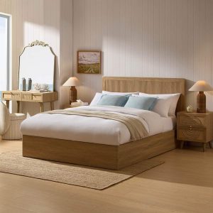 Hattie Ottoman Storage Bed - Light Wood