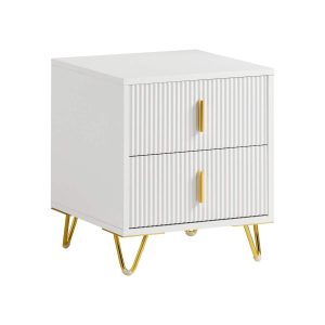 SoBuy FBT115-W, Bedside Table Bedside Cabinet Nightstand with 2 Drawers, Side Table for Bedroom Living Room White W40 x D40 x H47cm