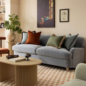 Daphnis Soft Blue Chenille Sofa Bed, Large 3-Seater