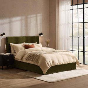 Oslo Ottoman Storage Bed - Chenille Olive