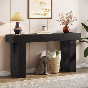 63" Farmhouse Console Table, Long Rectangular Sofa Table for Entryway
