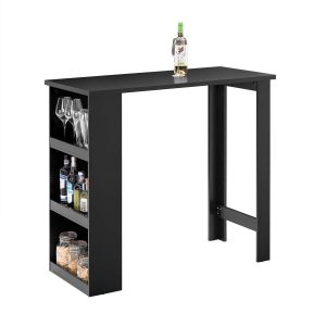 SoBuy FWT17-II-SCH, Kitchen Breakfast Bar Table Modern Dining Table with 3-Tier Storage Shelves Tall Table for Kitchen, Living Room, or Coffee Bar Black W112 x D57 x H106 cm
