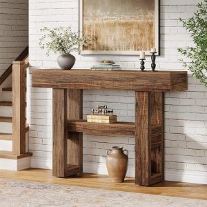 Tribesigns 41.34" Console Table, Rustic 2-Tier Storage for Entryway and Living Room