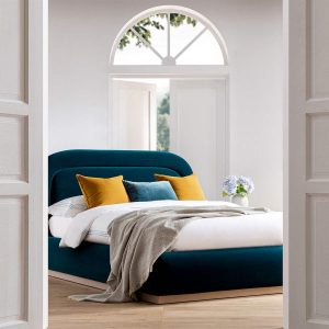 Luella Upholstered Wooden Plinth Base Storage Bed, Teal Velvet