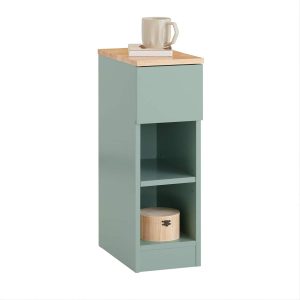 SoBuy FBT111-GR Slim Bedside Table with Drawer & 2 Adjustable Shelves – 20cm Narrow Nightstand Side Table for Bedroom Living Room, Green