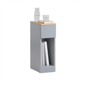 SoBuy FBT111-HG, Slim Bedside Table Bedside Cabinet Narrow Side Table Nightstand with Drawer and Shelf for Bedroom Living Room Grey W20 x D35 x H60cm