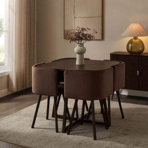 Ava Space Saver 4 Seater Dining Table and Chairs - Cappuccino