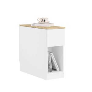 SoBuy FBT162-WN 25cm Wide Narrow Bedside Table Nightstand Side End Table White & Natural W25 x D65 x H60cm