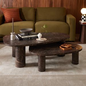 Azra Nesting Coffee Tables - Brown Marble Effect