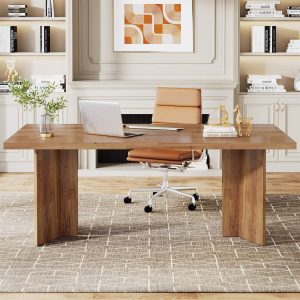 63" Vintage Executive Desk, Farmhouse Computer Desk Conference Table