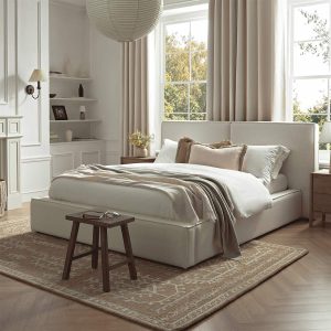 Claudine Ottoman Storage Bed, Beige Linen