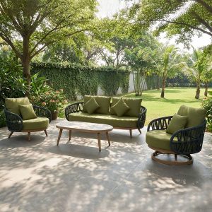 Luna Range Dark Green Rope Sofa Set | Premium Outdoor Lounge Furniture
