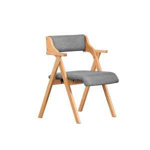 SoBuy FST98-HG, Folding Wooden Chair with Cushion – Foldable Dining and Office Chair, Padded Folding Chair for Indoor or Outdoor Use, Fold Up Garden Chairs for Guests, Kitchen or Balcony, Light Grey