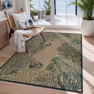 3x5/5x7 Easy Jute Washable Indoor Outdoor Patio Rug, Boho Coastal Non-Slip Living Room Area Carpet for Entryway Porch, Oeko-Tex Certified