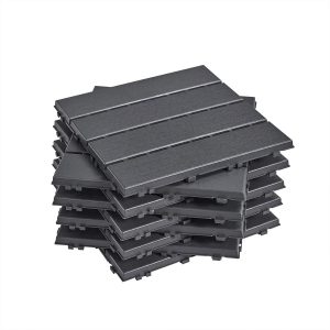 Pre-sale SoBuy SDA15-HG, Decking Tiles Outdoor 35 Pack, Interlocking Decking Boards, Garden Flooring Tiles, Waterproof Non Slip Outdoor Tiles for Balcony Patio Garden, Dark Grey 30.5x30.5x2 cm
