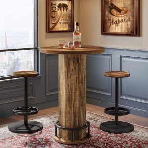 Bistro Sets with 2 Barstools, Pub Cocktail Table Bar Table with Chairs