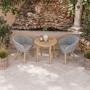 Roma Outdoor 2 Seater Round Bistro Table and Sol Dining Chairs - Beige