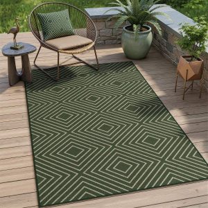3x5 Modern Easy Jute Geometric Patio Rug, Washable Area Rugs Non-Slip Low Pile Carpet, Oeko-Tex Certified