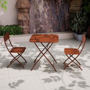 Venice Outdoor 2 Seater Square Bistro Table and Chairs - Cayenne Pepper