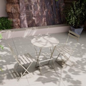 Padstow Outdoor 2 Seater Round Bistro Table and Chairs - Cashmere