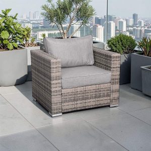 Cambridge Range Arm Chair in stone Browne Grey weave