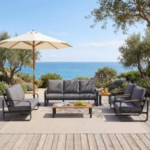 6-Piece Patio Furniture Set Outdoor Conversation Sets with Sofas & Coffee Table & Side Table
