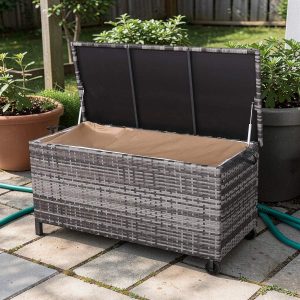 Paris Range Large Storage Box in Grey Rattan Weave