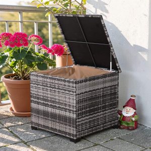 Paris Range Square Storage Box in Grey Rattan Weave