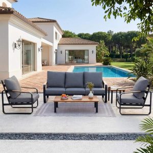 5-Piece Patio Furniture Set Outdoor Conversation Sets with Sofas & Coffee Table & Side Table