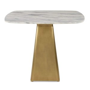 Equilateral Bistro Table in Arabescato and Brass