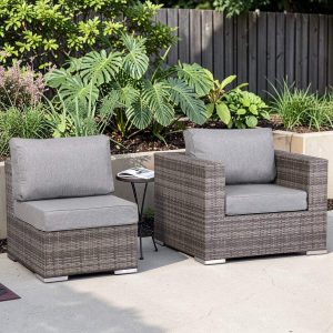 Cambridge Range Arm Chair and Armless in stone Browne Grey weave