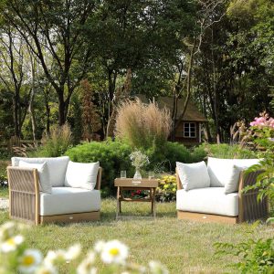 Pedra Rope and Aluminium Outdoor Bistro Set, Natural