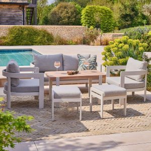 Camden 6 Seater | Metal Casual Dining Set - Stone