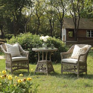 Willowbrook Lattice Weave Rattan Bistro Set, Natural