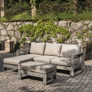Montrose Aluminium Outdoor Sofa Set with Chaise, Brushed Silver Oak