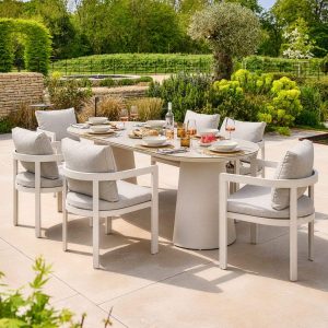 Camden 6 Seater | Metal Garden Dining Set - Stone