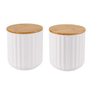 Set of 2 Kitchen Storage Jars - White