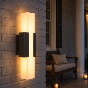 Outdoor Wall Light, Modern Exterior Wall Sconce with Metal Base & Acrylic Shade