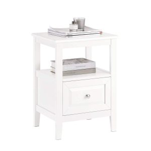 SoBuy FBT131-W, Bedside Table Night Stand Side Table End Table Coffee Table Lamp Table with Drawer, White