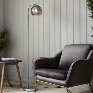 Dimple 1lt Floor Lamp in Chrome & Smokey Mirrored Glass