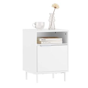 SoBuy FBT124-W, Bedside Table Night Stand Side Table End Table Coffee Table Lamp Table with Door, White